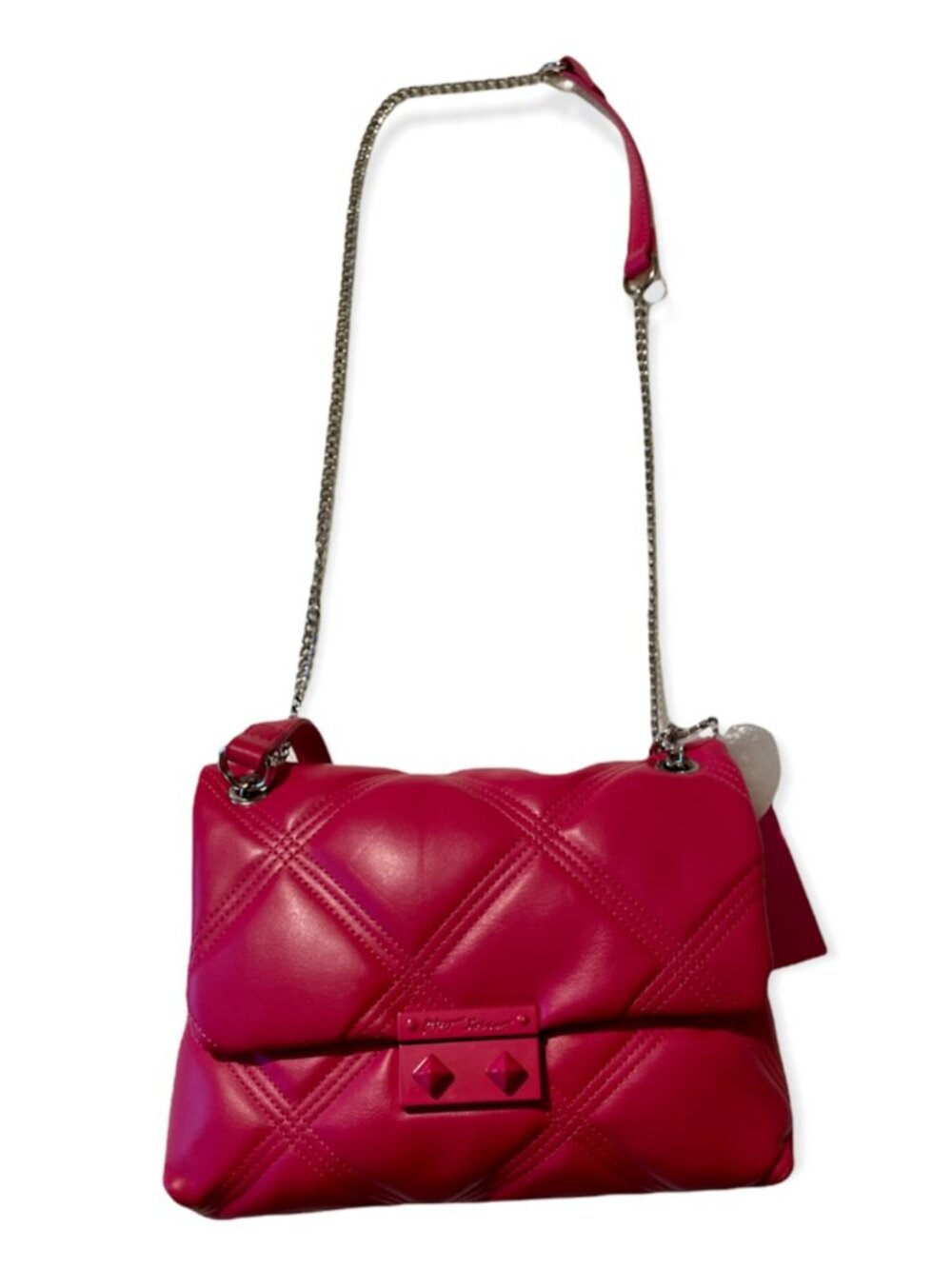 Betsey Johnson Xoharper Quilted Crossbody Handbag Fuschia Pink new